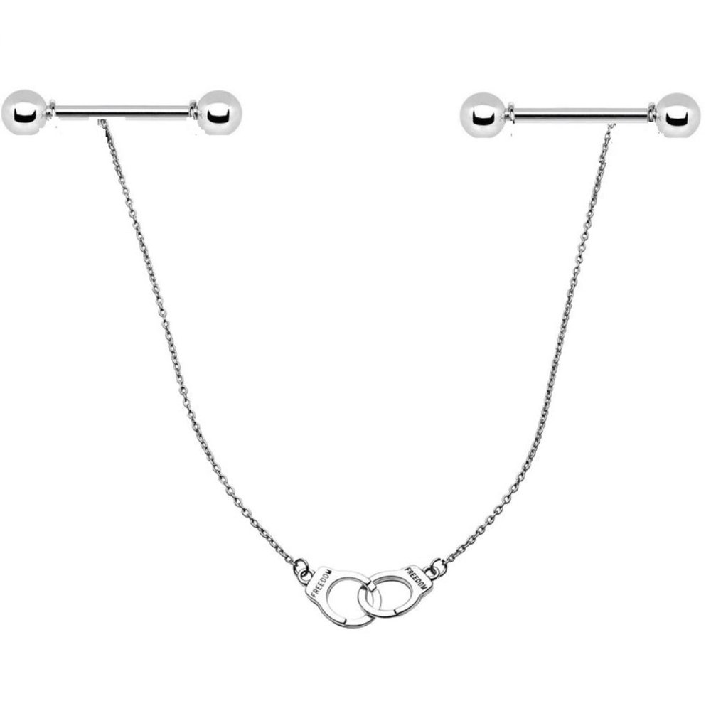 Nipple Piercing ~ Law Enforcement Handcuff ~ Single Chain ~ 2 - Sizes